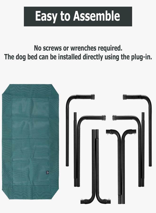 PVY Elevated Dog Bed for Outdoor, Medium Raised Dogs Cot for Training, Cooling Pet Beds with Washable Mesh, Indestructible Lifted Platform for Outside Camping, 35 inch Green - Image 2
